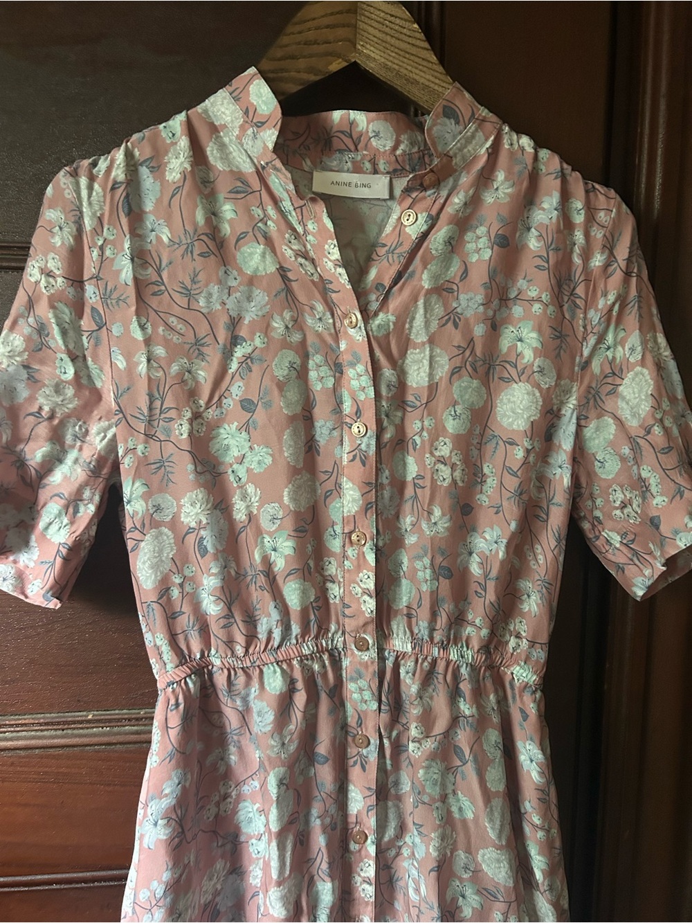 Anine Bing Pink Button Floral 100% Silk Shirt Dress Size XS SEE DESCRIPTION❤️ - Picture 7 of 13